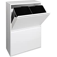 Arregui Basic Cubo de Basura y Reciclaje de Acero con 4 Cubos- Metal- Blanco- 90-5 x 58-5 x 24-5 cm